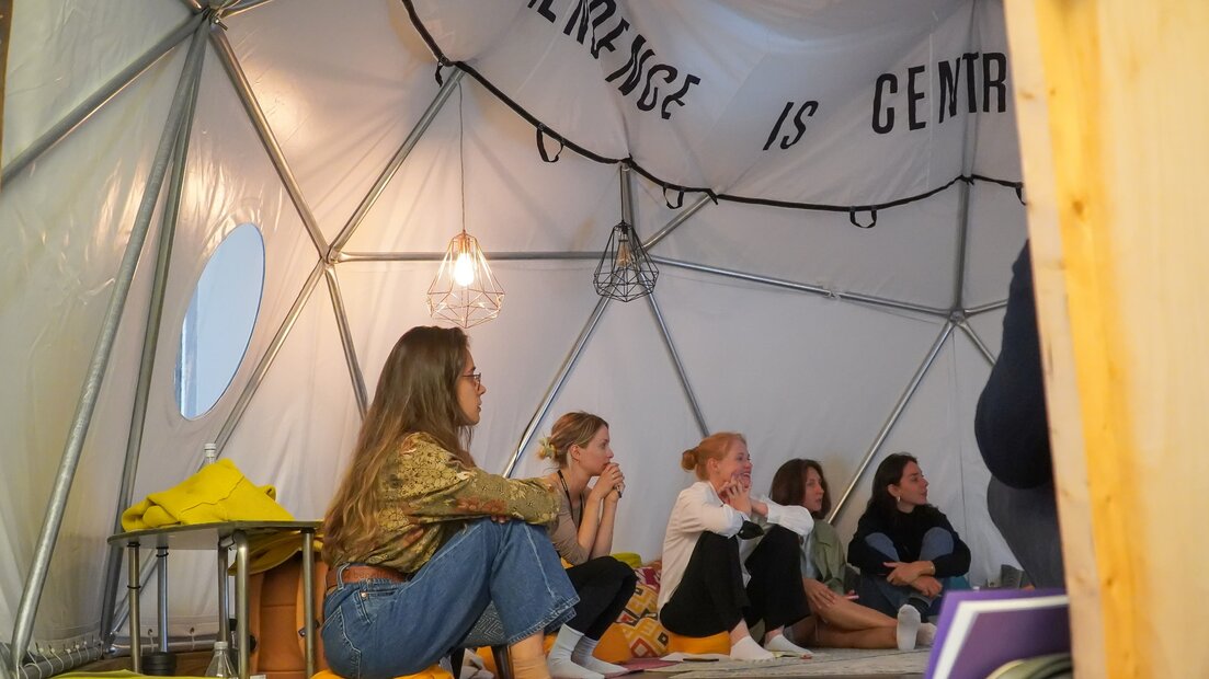 Inside the Toward Sanctuary Dome, the setting of the Dreamscaping workshop